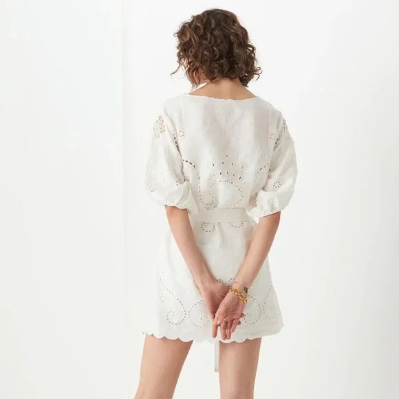NWOT Spell and the Gypsy Collective Lala Linen Eyelet Shift Dress SZ XS Z253-44